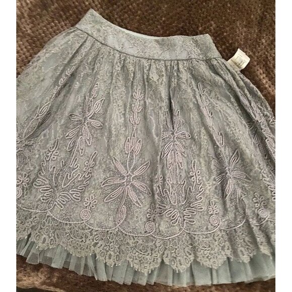 Carmen Marc Valvo Woman 6 Blue Sparkly Fairy Prom Embroidered Lace Beaded Skirt - Picture 2 of 16